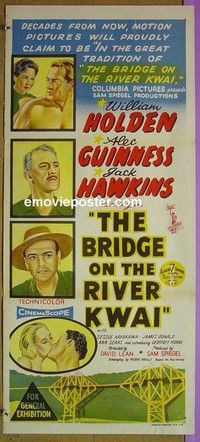 K282 BRIDGE ON THE RIVER KWAI Australian daybill movie poster '58 Holden