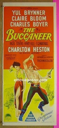 K284 BUCCANEER Australian daybill movie poster '58 Brynner