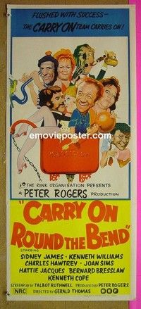 K300 CARRY ON ROUND THE BEND Australian daybill movie poster '71 English sex!