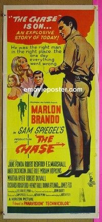 K309 CHASE Australian daybill movie poster '66 Marlon Brando, Fonda