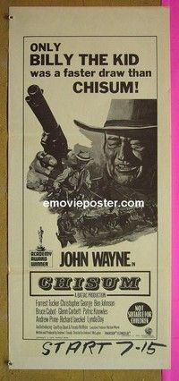 K313 CHISUM Australian daybill '70 only Billy the Kid draws faster than big John Wayne, cool art!