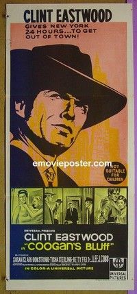 K337 COOGAN'S BLUFF Australian daybill movie poster '68 Clint Eastwood