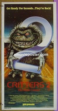 K346 CRITTERS 2 Australian daybill movie poster '88 Scott Grimes