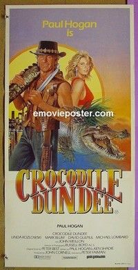 K347 CROCODILE DUNDEE Australian daybill movie poster '86 Paul Hogan