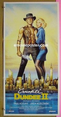 K348 CROCODILE DUNDEE 2 Australian daybill movie poster '88 Hogan