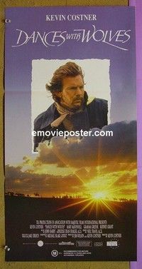 K358 DANCES WITH WOLVES Australian daybill movie poster '90 Kevin Costner