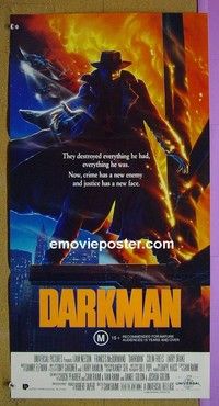 K362 DARKMAN Australian daybill movie poster '90 Sam Raimi, Liam Neeson
