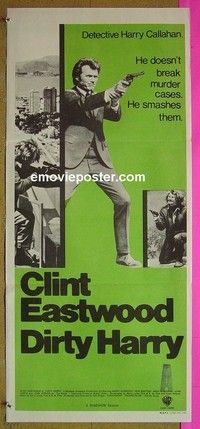 K386 DIRTY HARRY Australian daybill movie poster '71 Clint Eastwood classic!