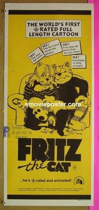 K460 FRITZ THE CAT Australian daybill movie poster '72 Ralph Bakshi