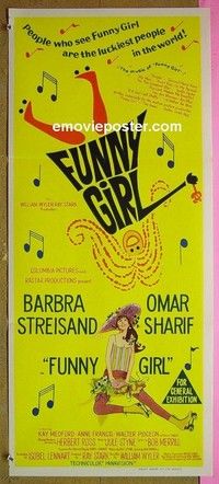 K463 FUNNY GIRL Australian daybill movie poster '68 Barbra Streisand