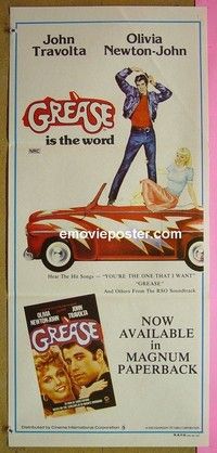 K483 GREASE Special Book Style Australian daybill movie poster '78 Travolta