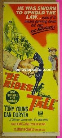 K495 HE RIDES TALL Australian daybill movie poster '64 Young, Duryea