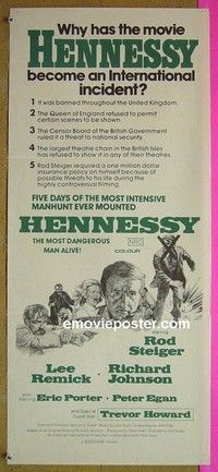 K504 HENNESSY Australian daybill movie poster '75 Steiger, Remick