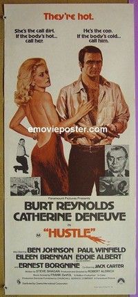K524 HUSTLE Australian daybill movie poster '75 Burt Reynolds, Deneuve