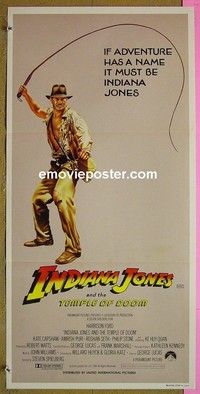 K532 INDIANA JONES & THE TEMPLE OF DOOM whip style Australian daybill movie poster #1 '84