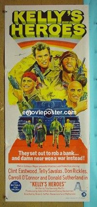 K554 KELLY'S HEROES Australian daybill movie poster '70 Clint Eastwood