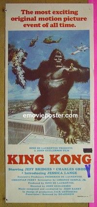 K565 KING KONG Australian daybill movie poster '76 BIG Ape,Jessica Lange
