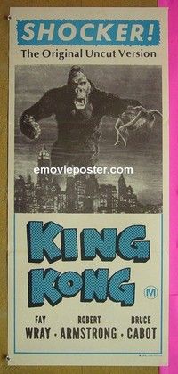 K564 KING KONG Australian daybill R72 Fay Wray, Robert Armstrong, original uncut shocker!