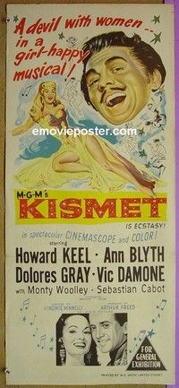 K570 KISMET Australian daybill movie poster '56 Howard Keel, Ann Blyth