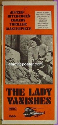 K578 LADY VANISHES Australian daybill movie poster R70s Alfred Hitchcock