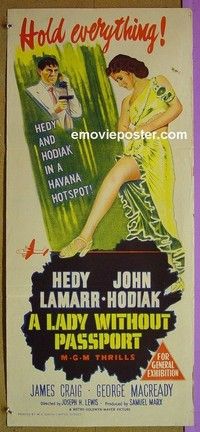 K579 LADY WITHOUT PASSPORT Australian daybill movie poster '50 Hedy Lamarr