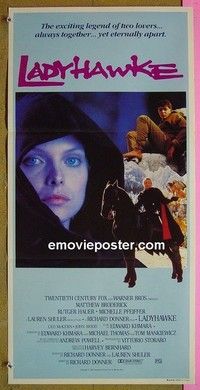 K580 LADYHAWKE Australian daybill movie poster '85 Michelle Pfeiffer