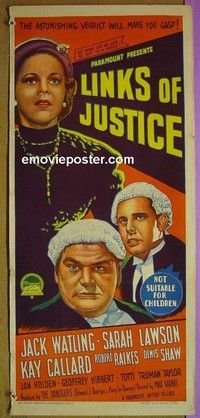 K600 LINKS OF JUSTICE Australian daybill movie poster '58 Jack Watling
