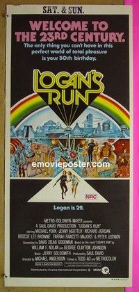 K607 LOGAN'S RUN Australian daybill movie poster '76 Michael York, Agutter