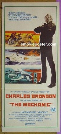 K647 MECHANIC Australian daybill movie poster '72 Charles Bronson, Vincent