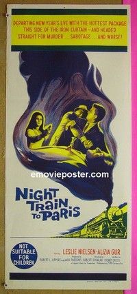 K700 NIGHT TRAIN TO PARIS Australian daybill movie poster '64 Nielsen