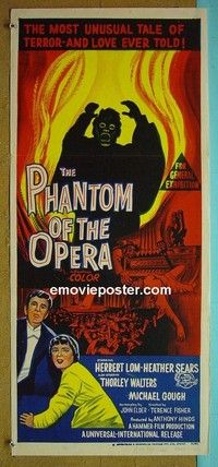 K741 PHANTOM OF THE OPERA Australian daybill movie poster '62 Hammer