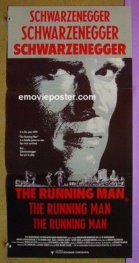 K805 RUNNING MAN Australian daybill movie poster '87 Schwarzenegger