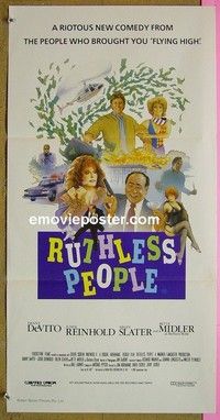 K806 RUTHLESS PEOPLE Australian daybill movie poster '86 DeVito, Midler