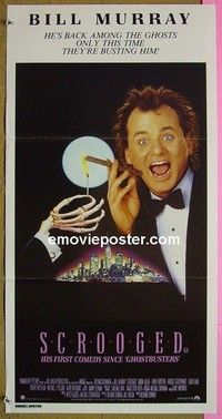 K813 SCROOGED Australian daybill movie poster '88 Bill Murray, great image!