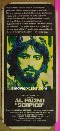K822 SERPICO Australian daybill movie poster '74 Al Pacino crime classic!