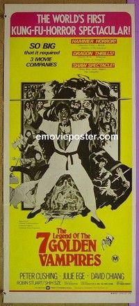 K197 7 BROTHERS MEET DRACULA Australian daybill movie poster '79 kung fu!