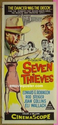 K198 7 THIEVES Australian daybill movie poster '59 Ed Robinson, Steiger