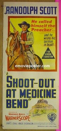 K831 SHOOT-OUT AT MEDICINE BEND Australian daybill movie poster '57 Scott