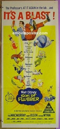 K854 SON OF FLUBBER Australian daybill movie poster '63 Walt Disney