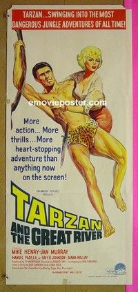 K891 TARZAN & THE GREAT RIVER Australian daybill movie poster '67 Mike Henry