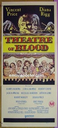K899 THEATRE OF BLOOD Australian daybill movie poster '73 Vincent Price
