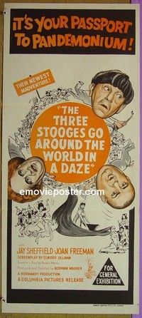 K191 3 STOOGES GO AROUND THE WORLD IN A DAZE Australian daybill movie poster