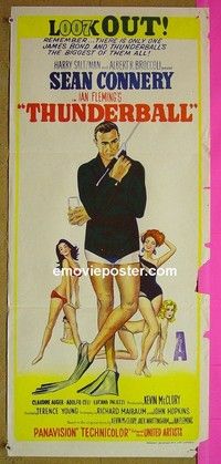 K905 THUNDERBALL Australian daybill movie poster '65 Connery as Bond