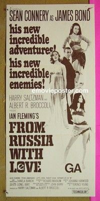 K461 FROM RUSSIA WITH LOVE New Zealand daybill R70s Connery as Fleming's James Bond 007 is back!