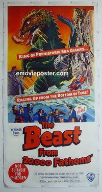 M019 BEAST FROM 20,000 FATHOMS linen Australian three-sheet movie poster '53