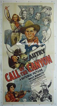 M210 CALL OF THE CANYON linen three-sheet movie poster '42 Gene Autry