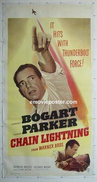 M030 CHAIN LIGHTNING linen three-sheet movie poster '49 Humphrey Bogart
