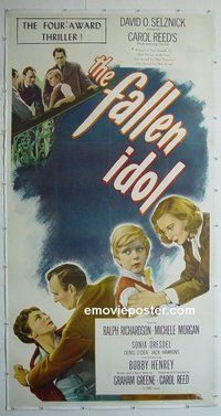 M033 FALLEN IDOL linen three-sheet movie poster '49 Ralph Richardson