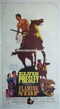 M216 FLAMING STAR linen three-sheet movie poster '60 Elvis Presley
