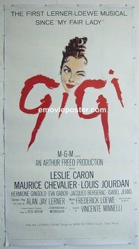 M035 GIGI linen three-sheet movie poster '58 Leslie Caron, Chevalier